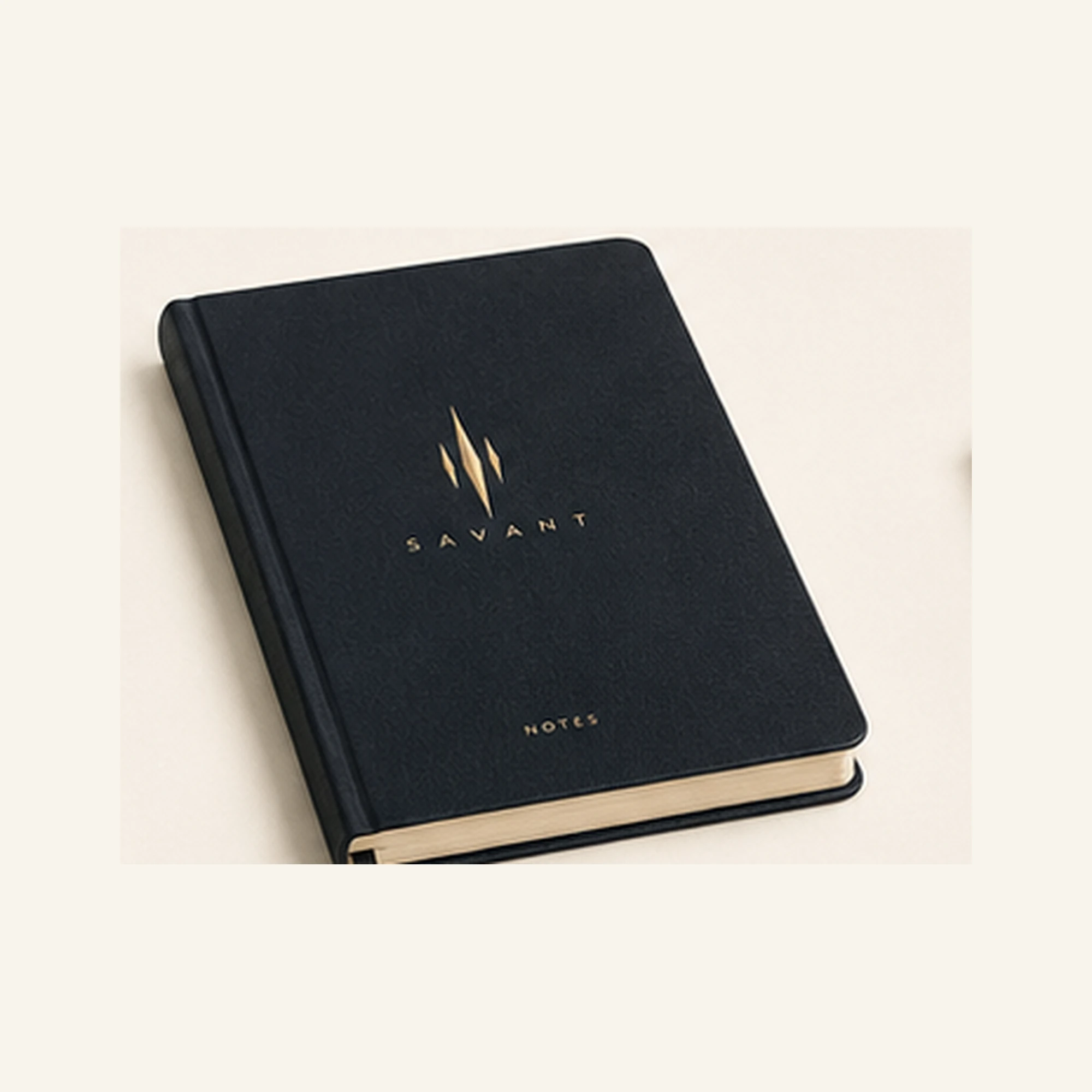 Mockup individual do caderno SAVANT Reflection Journal em azul-marinho